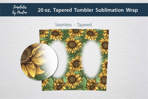 Seamless Sunflower Oval Skinny Photo Tumbler Wrap Sublimation Templates by Pauline 