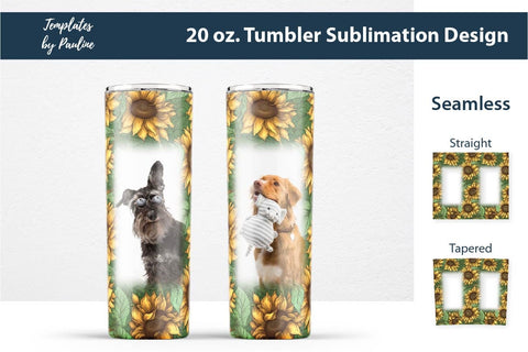 Seamless Sunflower Rectangle Skinny Photo Tumbler Wrap Sublimation Templates by Pauline 