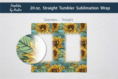 Seamless Sunflower Square Photo Tumbler Wrap for Sublimation Sublimation Templates by Pauline 