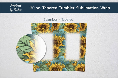 Seamless Sunflower Square Photo Tumbler Wrap for Sublimation Sublimation Templates by Pauline 