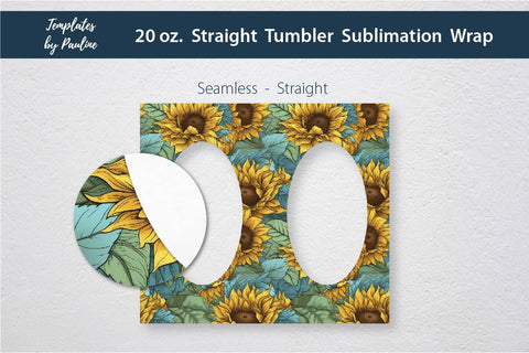 Seamless Sunflower Sublimation Photo Tumbler Wrap Sublimation Templates by Pauline 