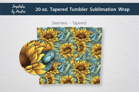 Seamless Sunflower Tumbler Wrap for Sublimation 1 Sublimation Templates by Pauline 