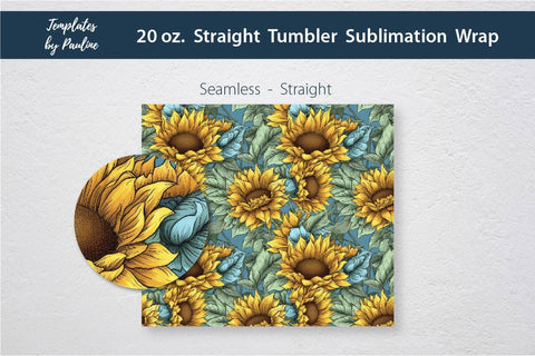 Seamless Sunflower Tumbler Wrap for Sublimation 1 Sublimation Templates by Pauline 