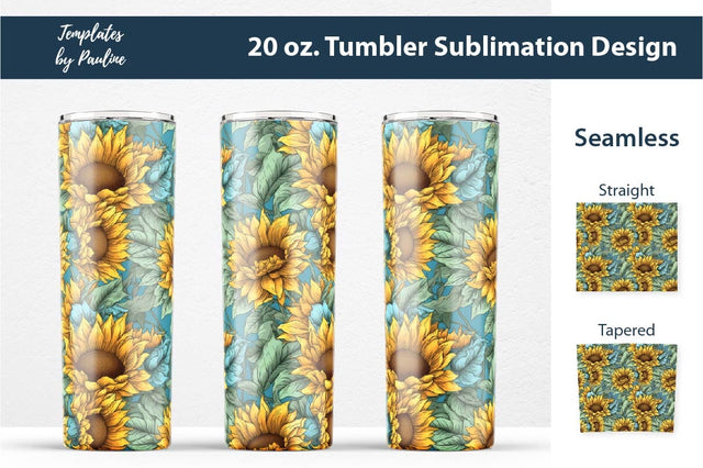Seamless Sunflower Tumbler Wrap for Sublimation 1 Sublimation Templates by Pauline 