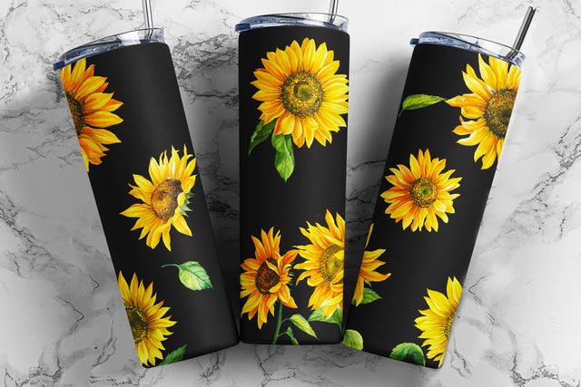 SEAMLESS Sunflowers 20 oz Skinny Tumbler Sublimation Tumbler Design Digital Download PNG Sublimation TumblersByPhill 