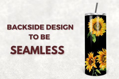 SEAMLESS Sunflowers 20 oz Skinny Tumbler Sublimation Tumbler Design Digital Download PNG Sublimation TumblersByPhill 