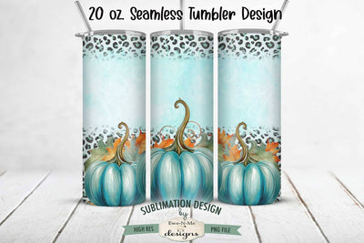 Seamless Teal Pumpkin Halloween Sublimation Tumbler Design 20 oz. Sublimation Ewe-N-Me Designs 