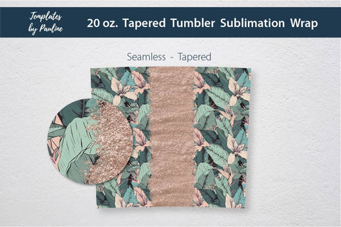 Seamless Tropical Flowers and Leaves Sublimation Tumbler Wrap, Add Your Text Sublimation Templates by Pauline 