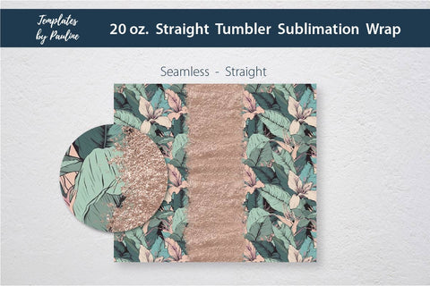 Seamless Tropical Flowers and Leaves Sublimation Tumbler Wrap, Add Your Text Sublimation Templates by Pauline 