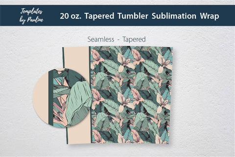 Seamless Tropical Flowers and Leaves Sublimation Tumbler Wrap for Text Sublimation Templates by Pauline 