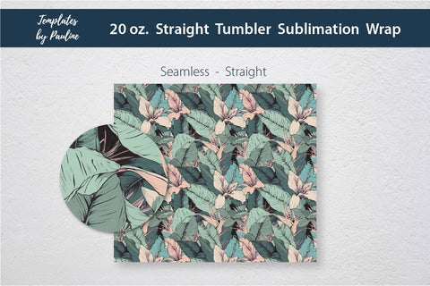 Seamless Tropical Flowers and Leaves Sublimation Tumbler Wrap Sublimation Templates by Pauline 