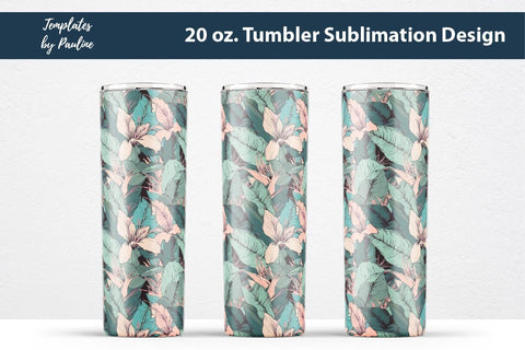 Seamless Tropical Flowers and Leaves Sublimation Tumbler Wrap Sublimation Templates by Pauline 