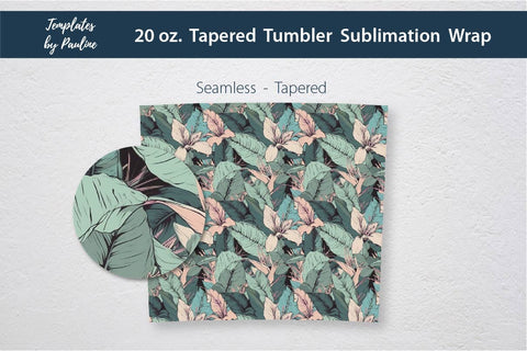 Seamless Tropical Flowers and Leaves Sublimation Tumbler Wrap Sublimation Templates by Pauline 