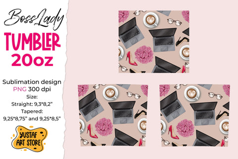 Seamless Tumbler wrap Boss Lady. Fashion illustration Sublimation Yustaf Art Store 
