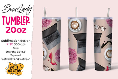 Seamless Tumbler wrap Boss Lady. Fashion illustration Sublimation Yustaf Art Store 
