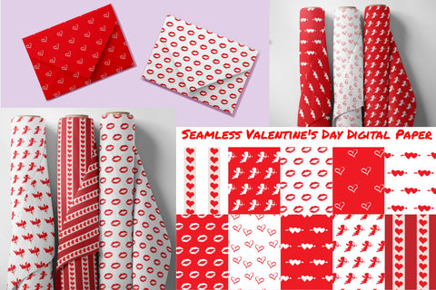 Seamless Valentine's Day Digital Paper Digital Pattern TheCrafterDepot 