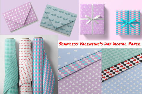 Seamless Valentine's Day Digital Paper Digital Pattern TheCrafterDepot 