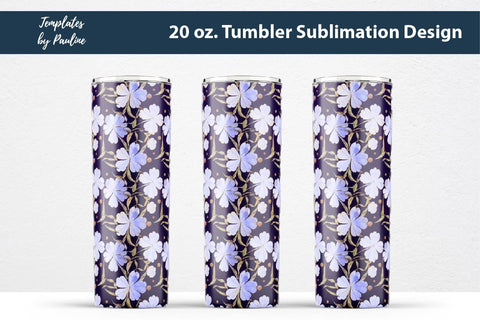 Seamless Watercolor Blue Clover Sublimation Tumbler Wrap Sublimation Templates by Pauline 