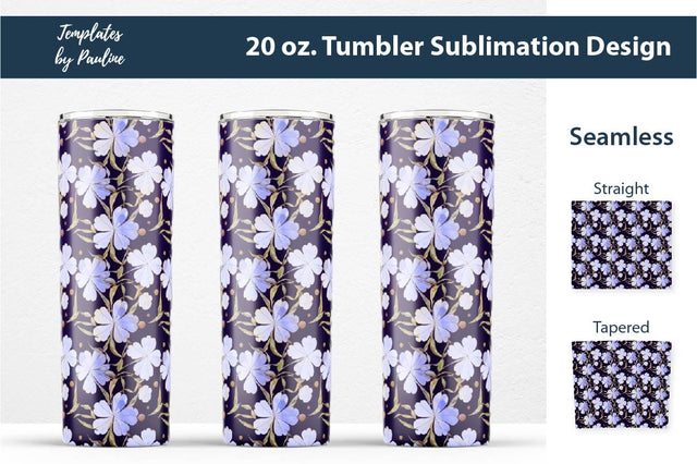 Seamless Watercolor Blue Clover Sublimation Tumbler Wrap Sublimation Templates by Pauline 