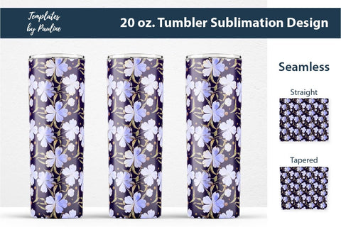 Seamless Watercolor Blue Clover Sublimation Tumbler Wrap Sublimation Templates by Pauline 