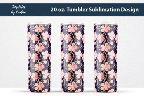 Seamless Watercolor Pink Clover Sublimation Tumbler Wrap Sublimation Templates by Pauline 