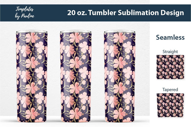 Seamless Watercolor Pink Clover Sublimation Tumbler Wrap Sublimation Templates by Pauline 