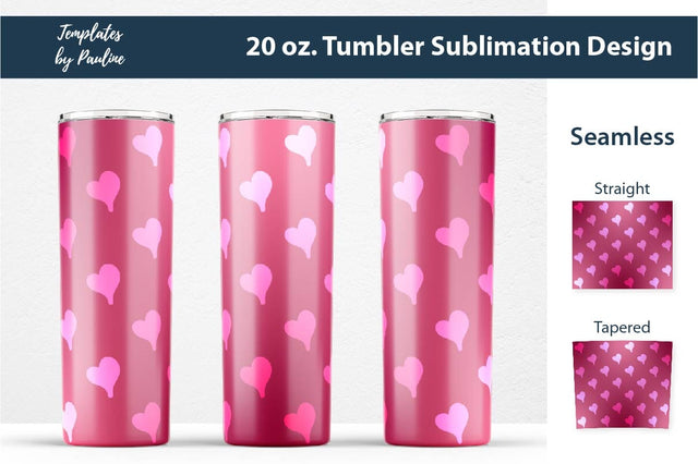 Seamless Wedding Pink Heart Sublimation Tumbler Wrap Sublimation Templates by Pauline 