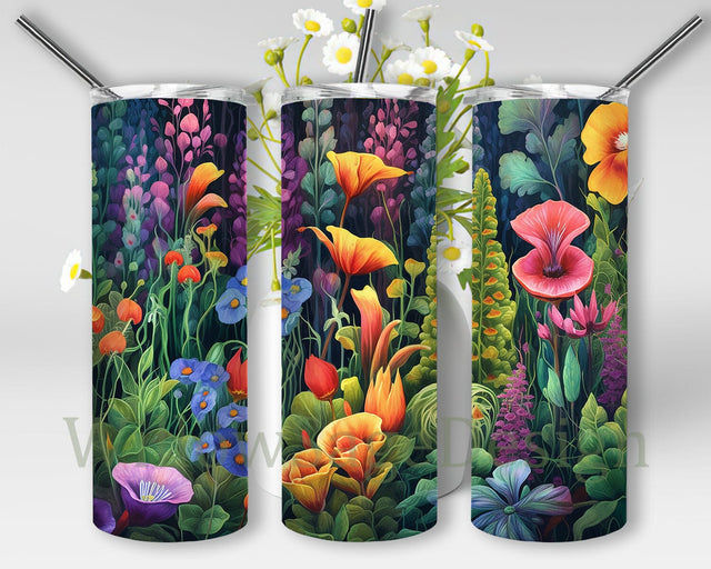 Seamless Wildflowers 20oz Skinny Tumbler Sublimation Design, Spring Wildflower Tumbler, Mothers Day, Floral Tumbler Wrap, Colorful Flowers Tumbler Sublimation WillowSageDesign 