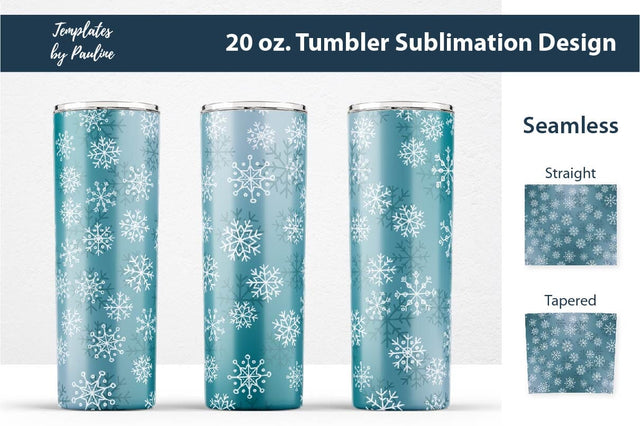Seamless Winter Snowflake Tumbler Wrap Sublimation Templates by Pauline 