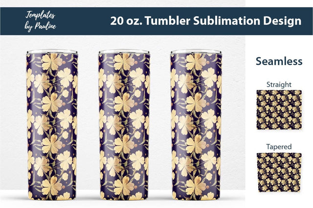 Seamless Yellow Watercolor Clover Sublimation Tumbler Wrap Sublimation Templates by Pauline 