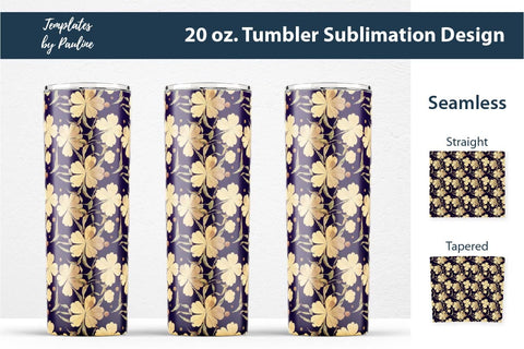Seamless Yellow Watercolor Clover Sublimation Tumbler Wrap Sublimation Templates by Pauline 