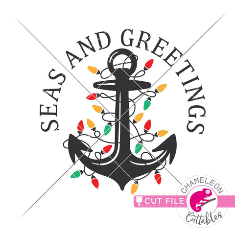 Seas and Greetings Christmas beach svg png dxf SVG Chameleon Cuttables 