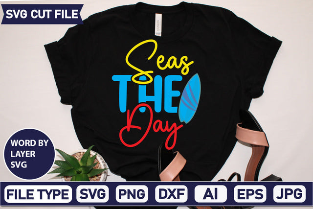 Seas The Day Svg Cut File,SVGs,quotes-and-sayings,food-drink,mini-bundles,print-cut,on-sale, SVG DesignPlante 503 