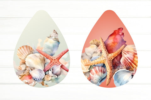 Seashell Earrings Sublimation. Teardrop Earring Sublimation Sublimation Olga Terlyanskaya 