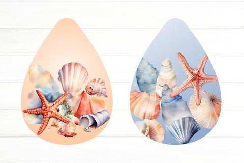 Seashell Earrings Sublimation. Teardrop Earring Sublimation Sublimation Olga Terlyanskaya 
