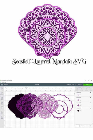 Seashell Mandala Bundle 3D Layered SVG files, 5 Different Designs SVG Digital Honeybee 