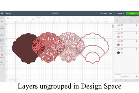 Seashell Mandala Layered SVG 4 Layers SVG Digital Honeybee 