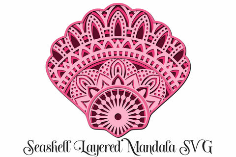 Seashell Mandala Layered SVG 4 Layers SVG Digital Honeybee 