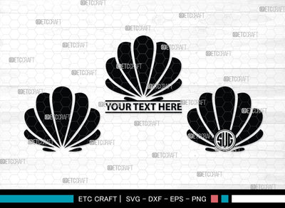 Seashell Monogram, Seashell Silhouette, Seashell SVG, Shell Svg, Scallop Fish Svg, Cockle Svg, Starfish Svg, SB00316 SVG ETC Craft 