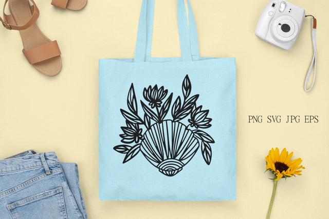 Seashell with Flower SVG Design | Cute design for beach bag SVG Pfiffen's World 