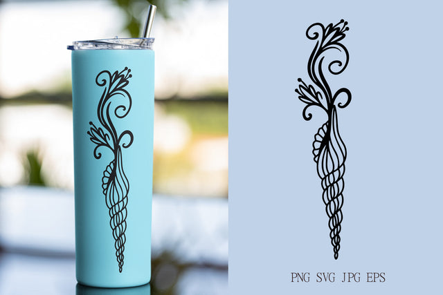 Seashell with Flower SVG Design | Floral Seashell Silhouette SVG Pfiffen's World 