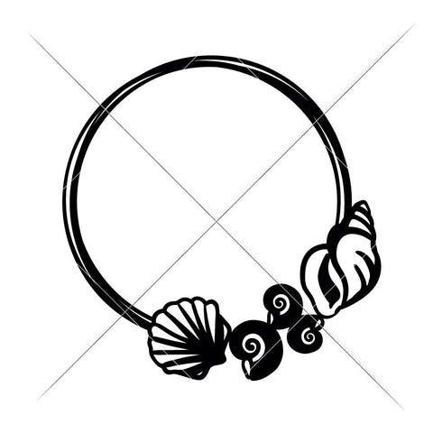 Seashells Circle for Monogram - Summer Beach Shell SVG Chameleon Cuttables 