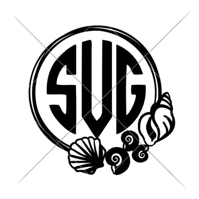 Seashells Circle for Monogram - Summer Beach Shell SVG Chameleon Cuttables 