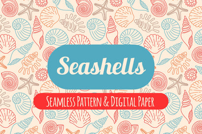 Seashells Seamless Pattern Digital Pattern Rin Green 