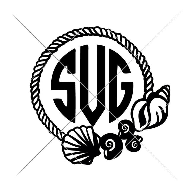 Seashells with Rope for Monogram - Summer Beach Shell SVG Chameleon Cuttables 