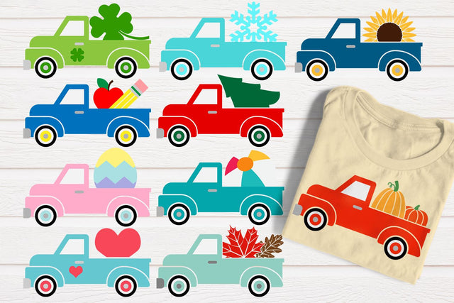 Seasonal Vintage Truck SVG File Bundle SVG Risa Rocks It 
