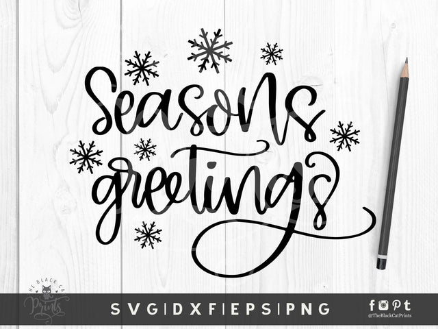 Seasons Greetings | Christmas Cut File SVG TheBlackCatPrints 