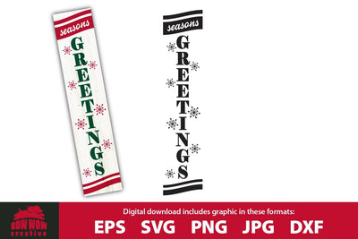Seasons Greetings Christmas Porch Sign Sign SVG Cutting File SVG Bow Wow Creative 