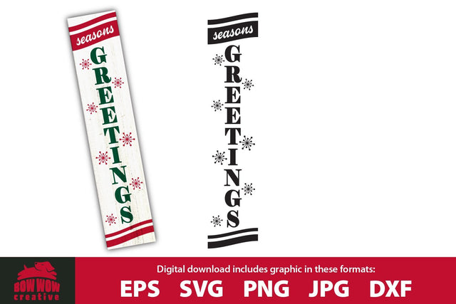 Seasons Greetings Christmas Porch Sign Sign SVG Cutting File SVG Bow Wow Creative 