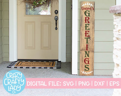 Season's Greetings | Christmas Porch Sign SVG Cut File SVG Crazy Crafty Lady Co. 
